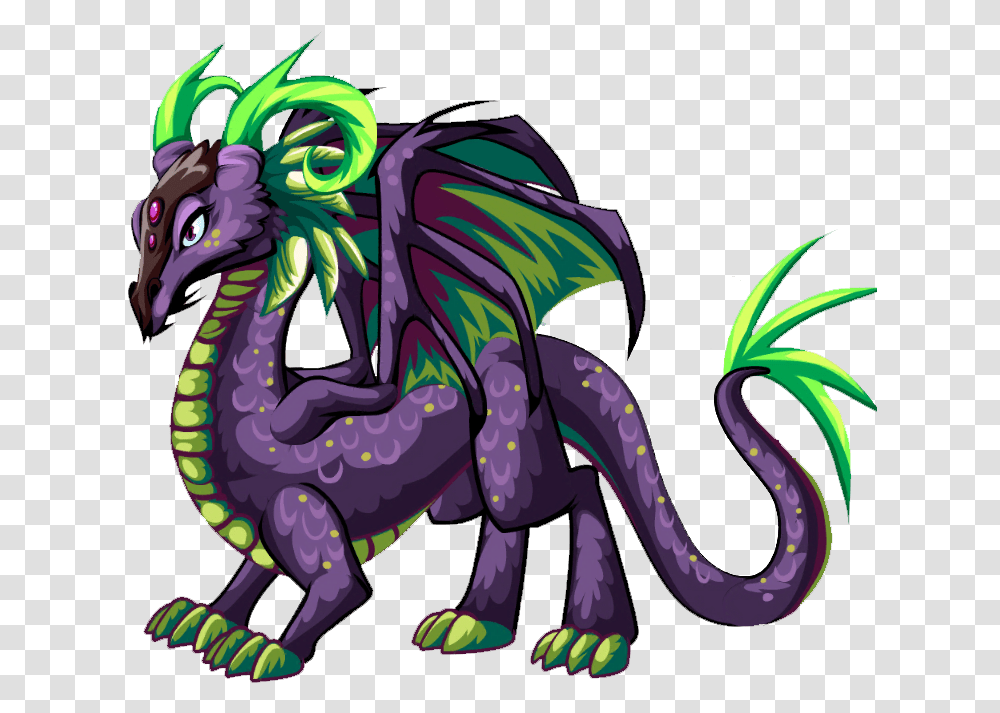 Purple And Green Dragon Cartoon Clipart Drago Verde E Roxo Transparent Png