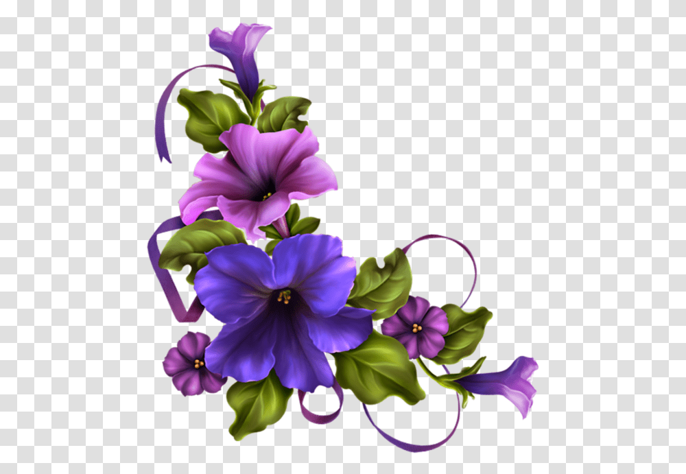 Purple And Orange Flower Border, Plant, Blossom Transparent Png