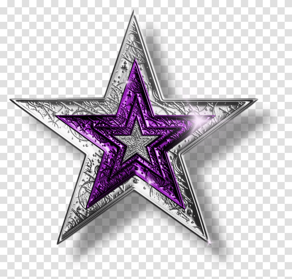 Purple And Silver Stars Wallpaper Silver Purple Star Cool Star Background, Cross, Star Symbol, Emblem Transparent Png