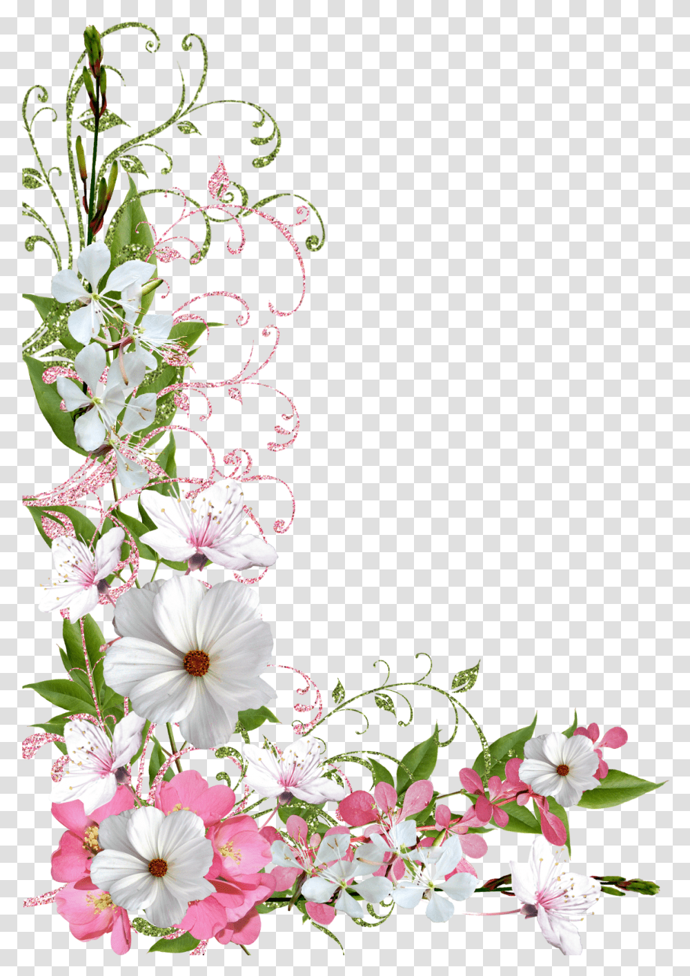 Purple And White Flower Border, Floral Design, Pattern Transparent Png