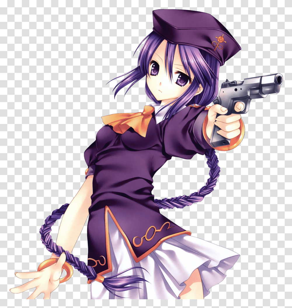 Purple Anime Render, Gun, Weapon, Person, Manga Transparent Png