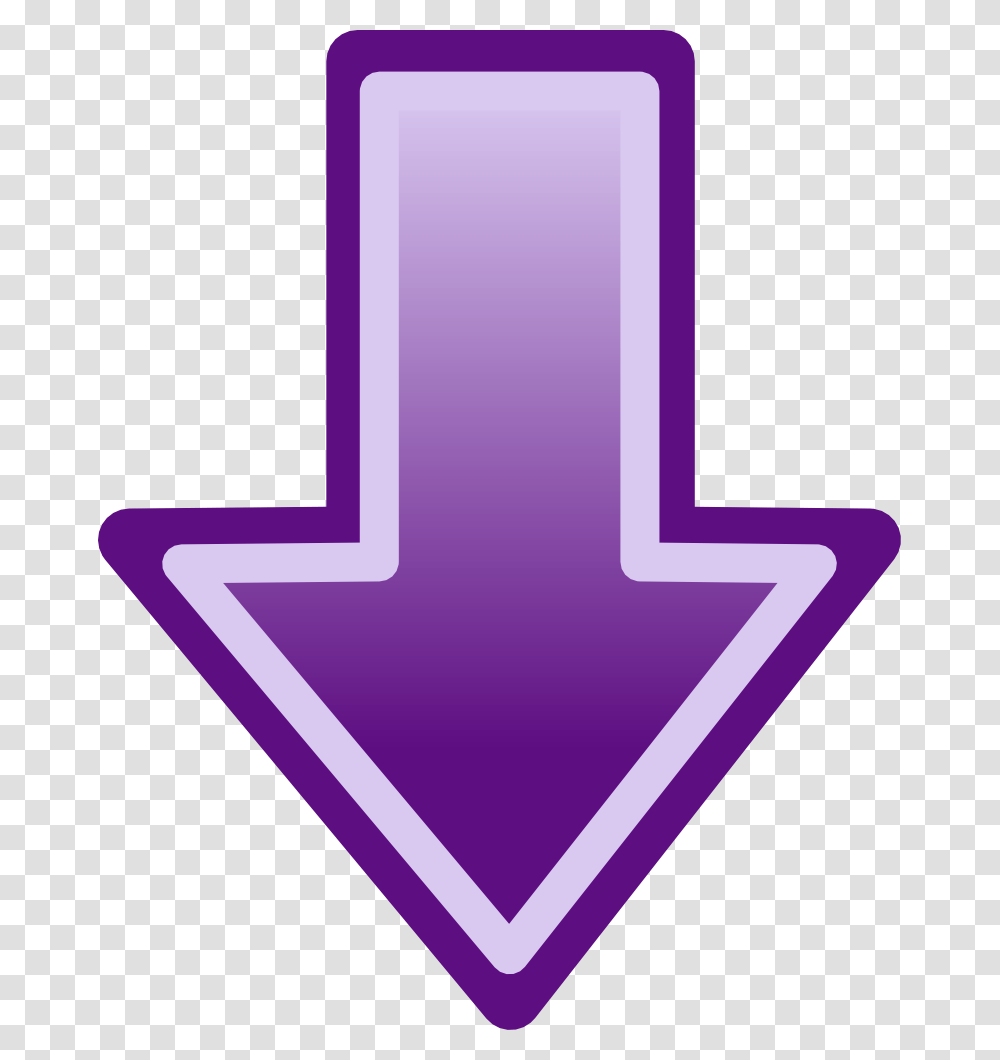 Purple Arrow Pointing Down Clipart Download Down Arrow Sign, Cross, Star Symbol, Triangle Transparent Png