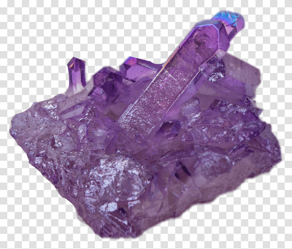 Purple Aura Crystal Cluster, Ornament, Accessories, Accessory, Gemstone Transparent Png