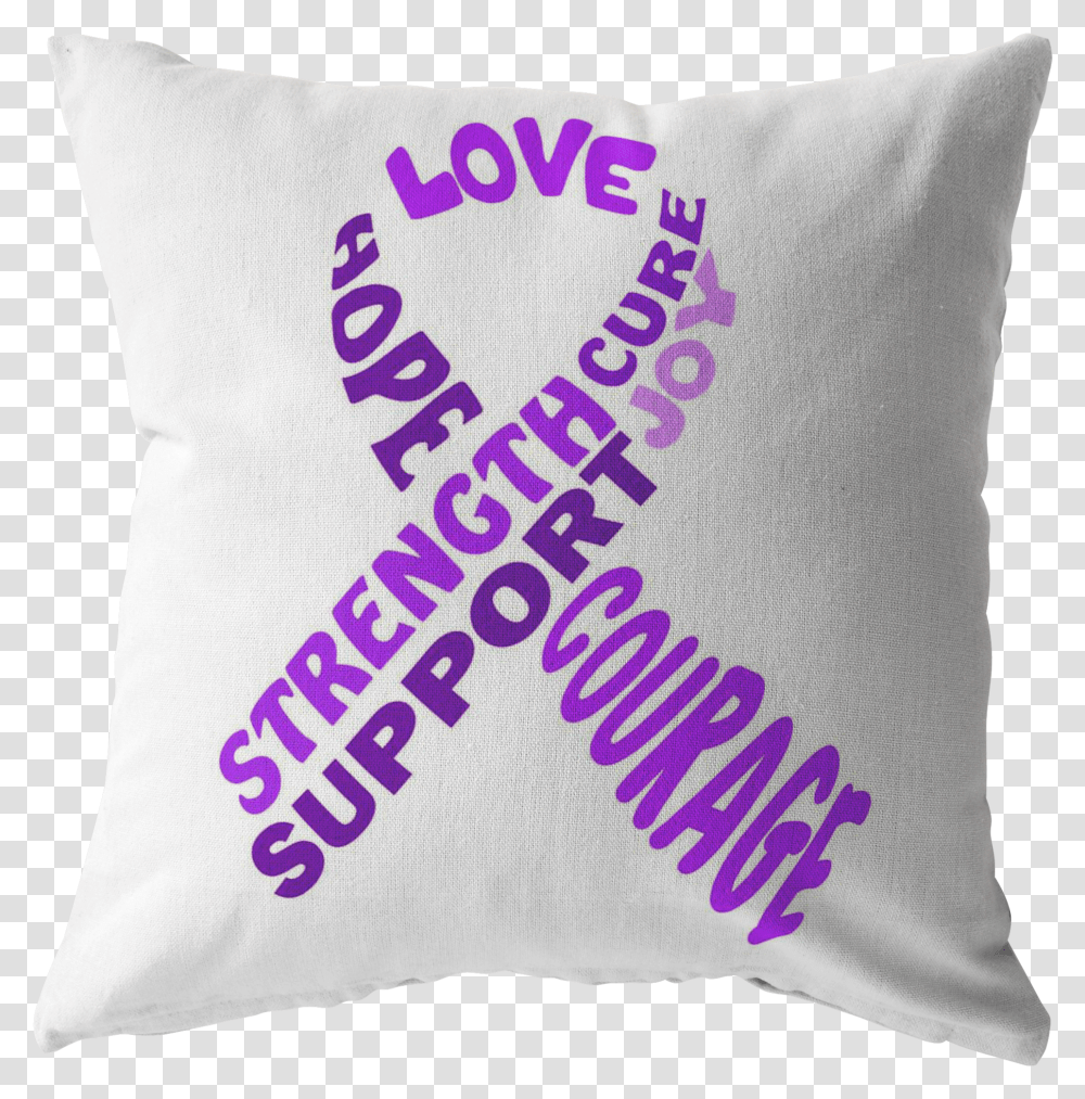 Purple Awareness Ribbon With Words Pillow Cushion Transparent Png