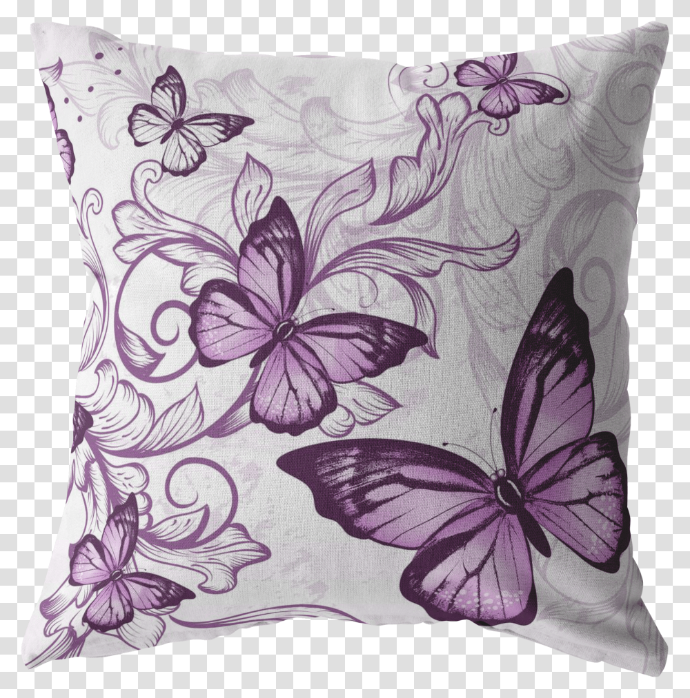 Purple Butterfly Pillow In White Cushion Transparent Png