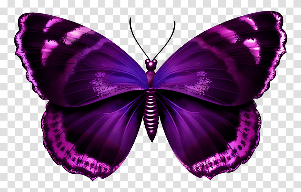 Purple Butterfly Purple And Pink Butterfly, Ornament, Pattern, Fractal, Neon Transparent Png
