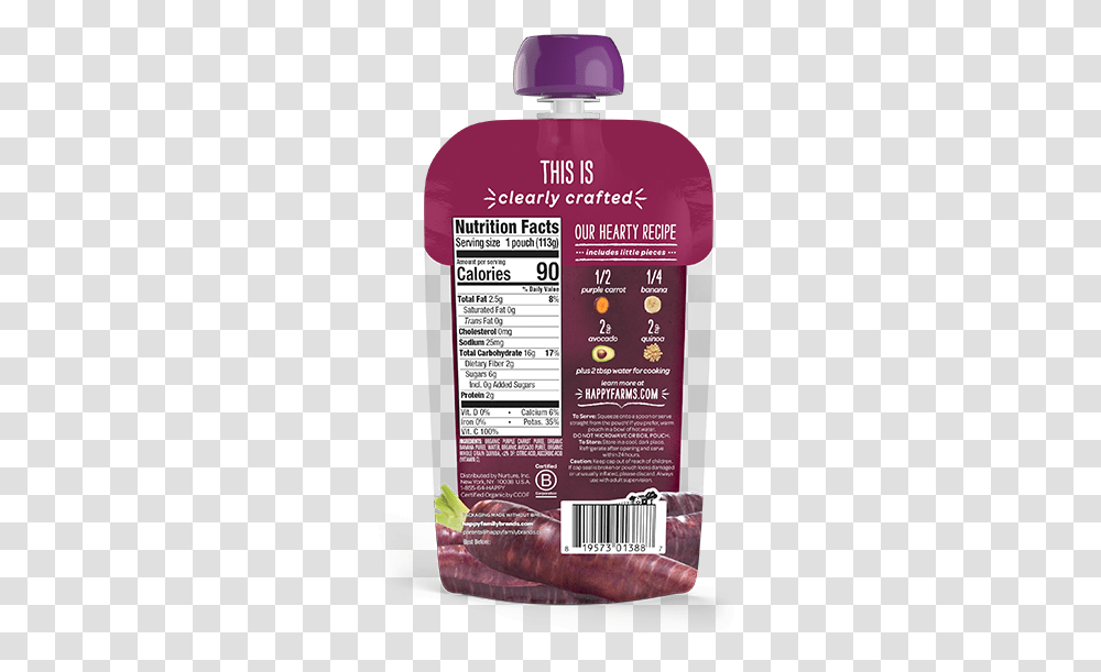 Purple Carrots Bananas Avocados Amp QuinoaClass Happy Organic Baby Pouch Back, Label, Poster, Advertisement Transparent Png