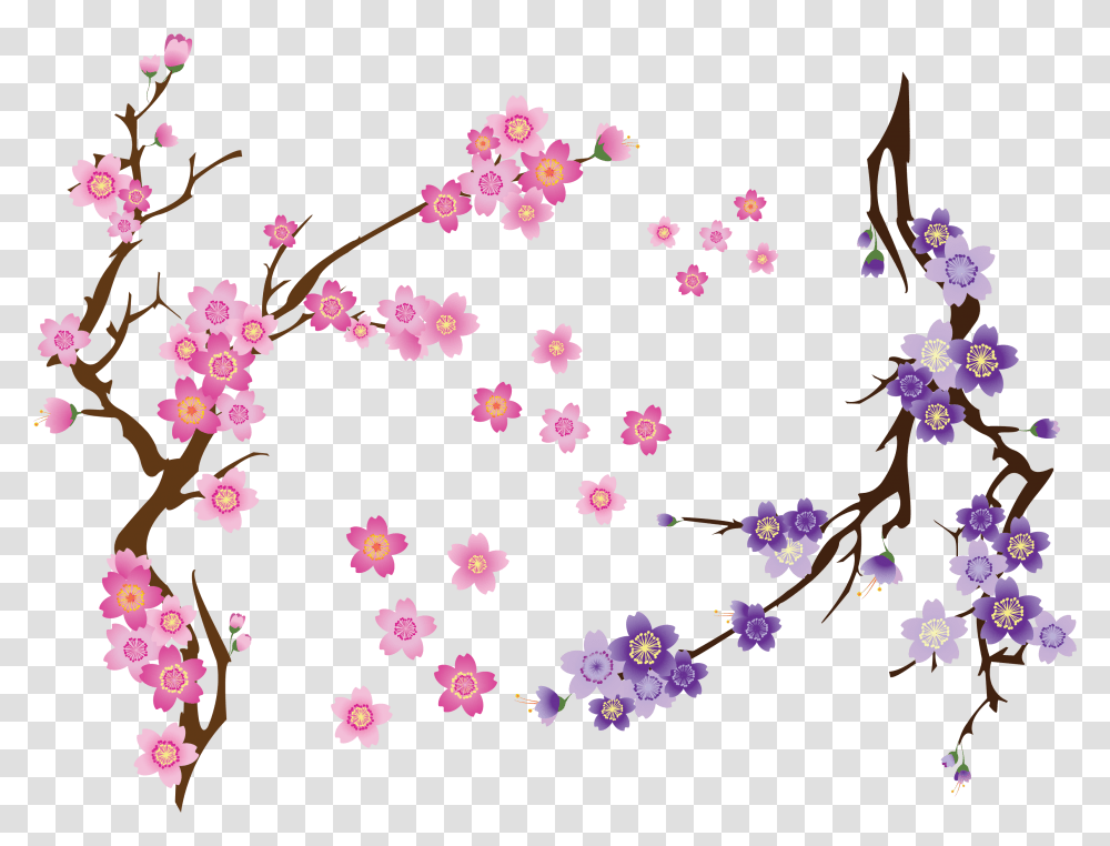 Purple Cherry Blossom Vector, Floral Design, Pattern Transparent Png