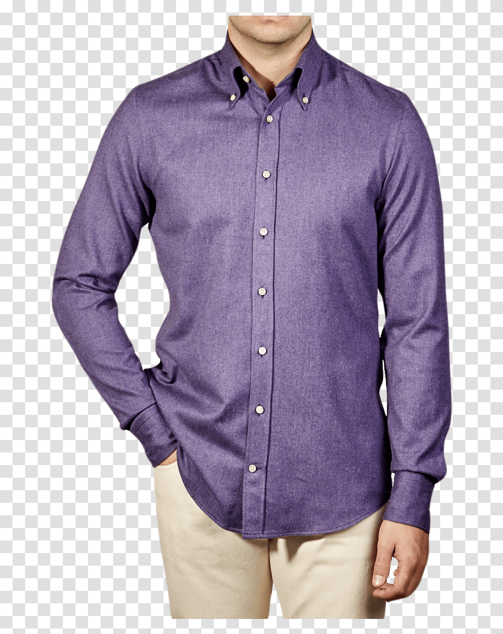 Purple Cotton Flannel Slimline Shirt Man, Clothing, Apparel, Dress Shirt, Person Transparent Png
