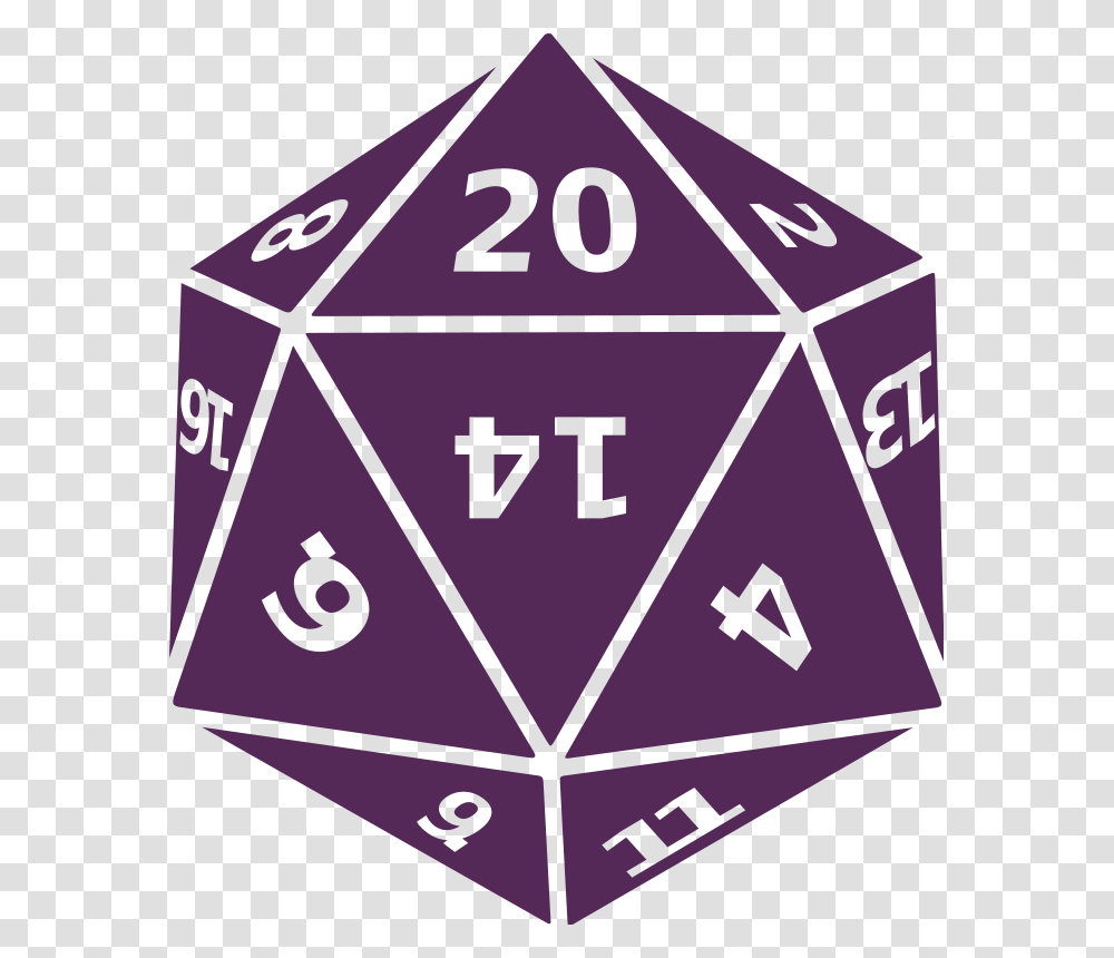 Purple D20 20 Sided Dice, Triangle, Game, Rubix Cube Transparent Png