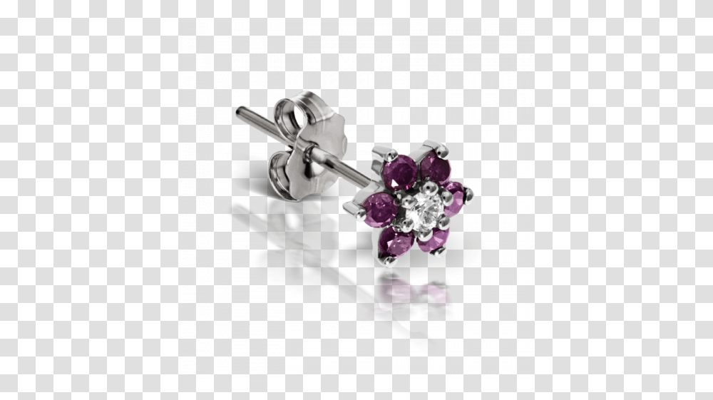 Purple Diamond Flower Traditional Earstud Maria Tash Earring, Accessories, Accessory, Jewelry, Gemstone Transparent Png
