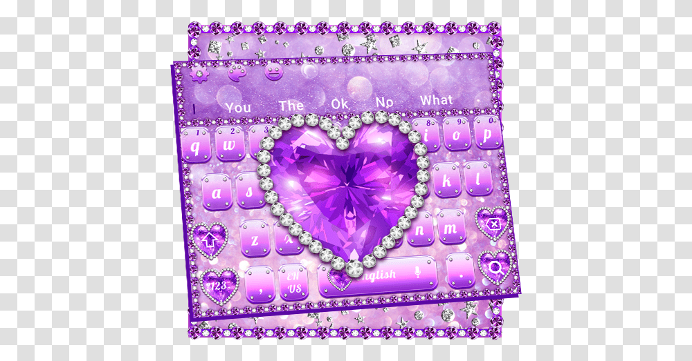 Purple Diamond Heart Keyboard Google Play Review Aso Heart, Accessories, Accessory, Jewelry, Clothing Transparent Png