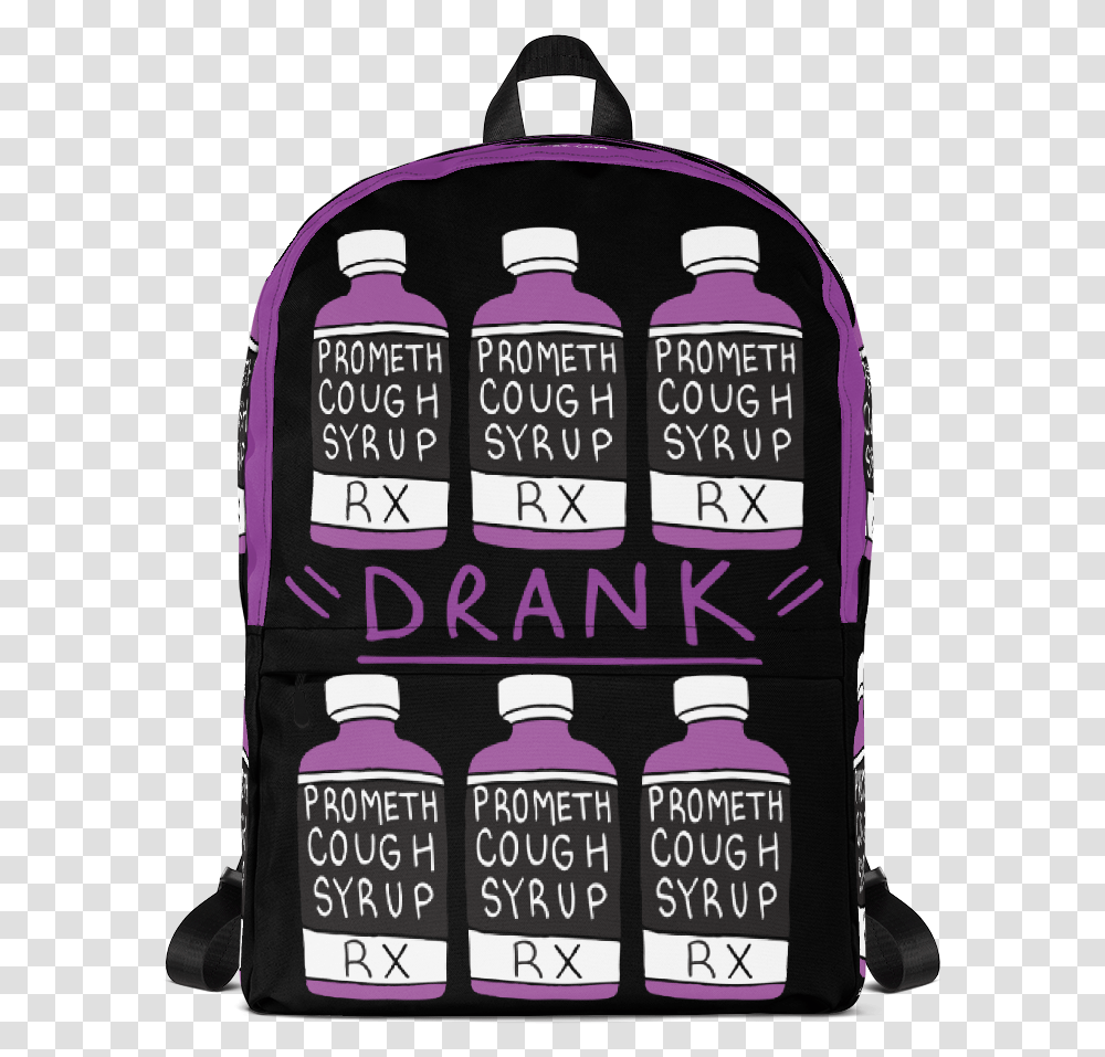 Purple Drank Black Grid Backpack, Bottle, Water Bottle, Ink Bottle Transparent Png