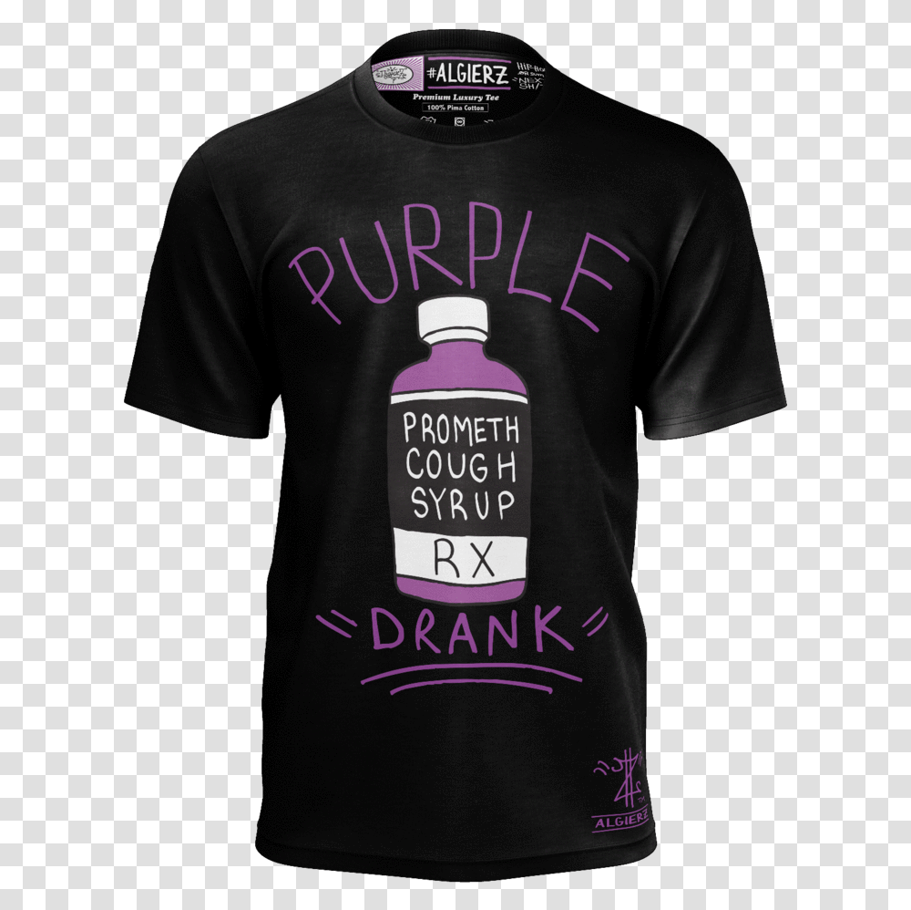 Purple Drank T Shirt Black Active Shirt, Apparel, T-Shirt, Person Transparent Png