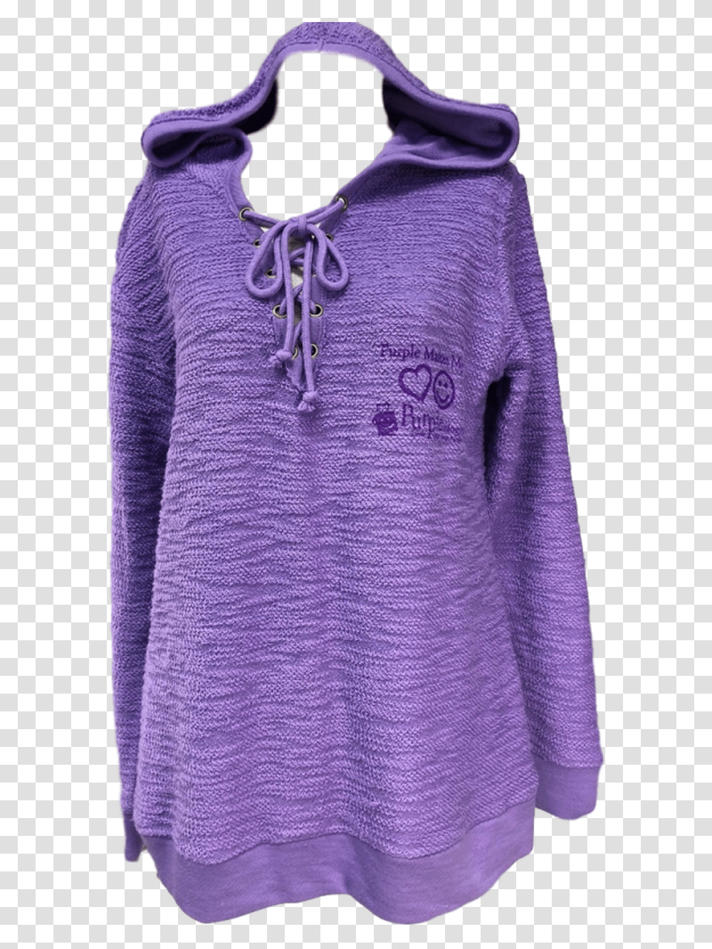 Purple Drawstring Logo Hoodie Long Sleeve, Clothing, Apparel, Sweater, Sweatshirt Transparent Png
