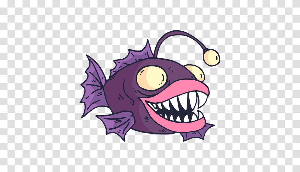 Purple Fish Cartoon, Doodle, Drawing, Teeth Transparent Png