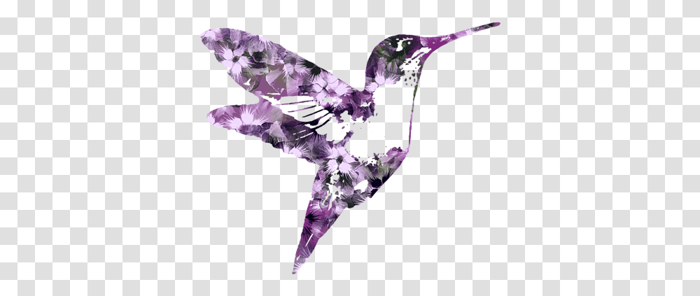 Purple Floral Hummingbird Art Portable Battery Charger Art Hummingbird, Amethyst, Gemstone, Ornament, Jewelry Transparent Png