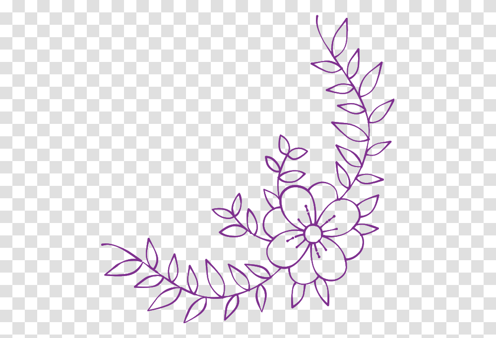 Purple Florals Flowers Leaves Vinesdivider Line Art, Floral Design, Pattern, Plant Transparent Png