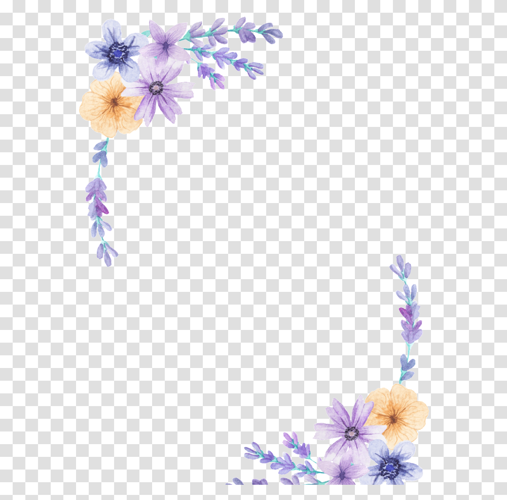 Purple Flower Border Background, Plant, Floral Design, Pattern Transparent Png