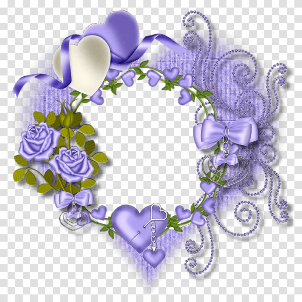 Purple Flower Clipart Round Frame Heart Flower Mensagem Um Lindo Sabado, Graphics, Pattern, Floral Design, Birthday Cake Transparent Png