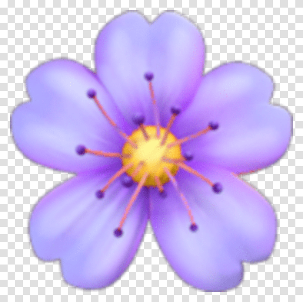 Purple Flower Emoji Tumblr Kawaii Iphone Flower Emoji, Plant, Blossom, Geranium Transparent Png