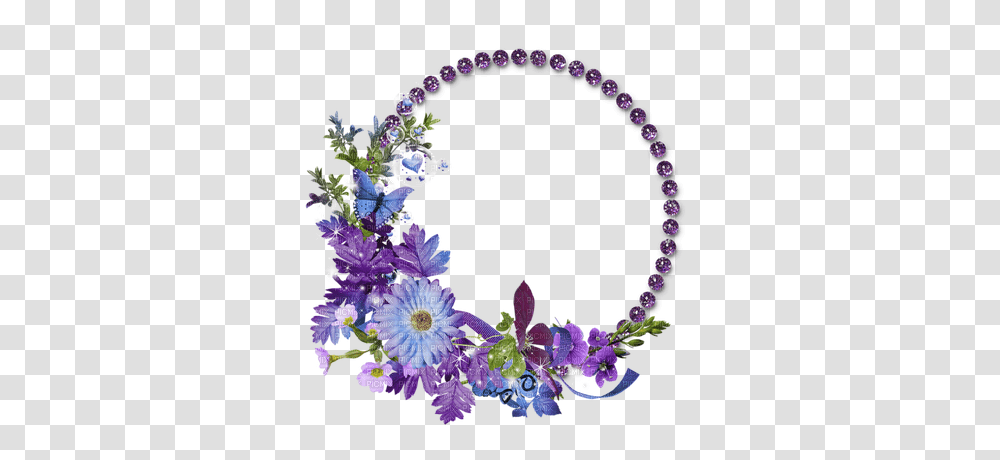 Purple Flower Frame Circle Flower Frame, Accessories, Bead, Pattern, Plant Transparent Png