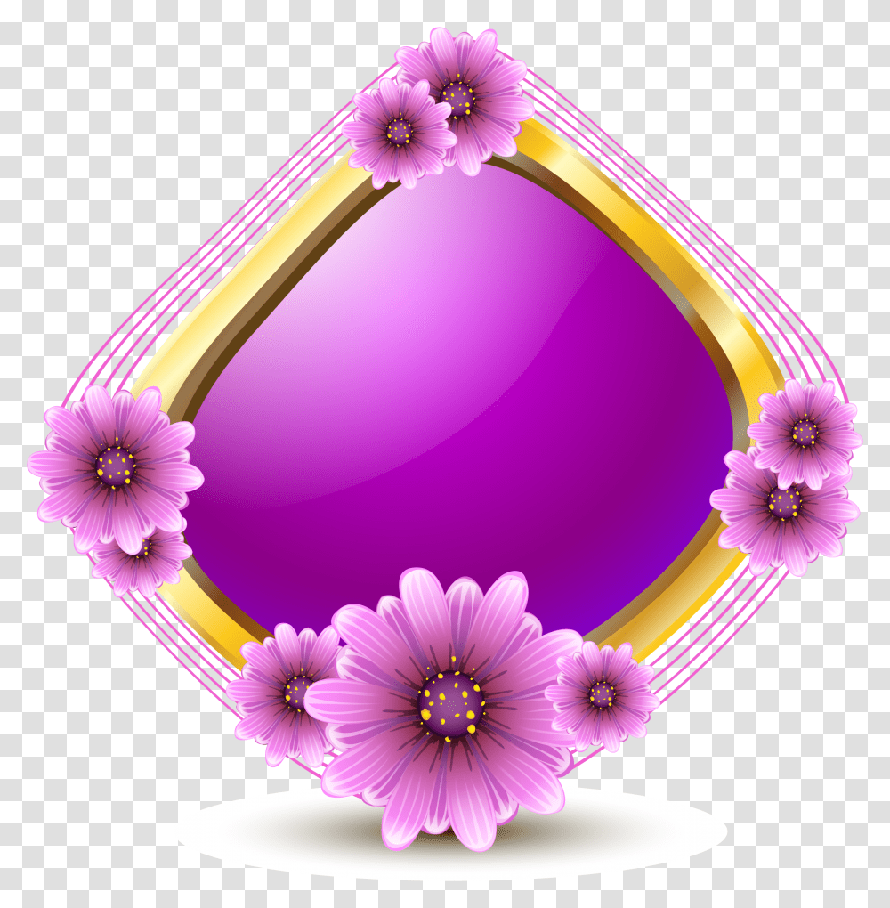 Purple Flowers Vector Flower Border Perple Hd Vector Purple Flower Border, Plant, Blossom, Dahlia, Graphics Transparent Png