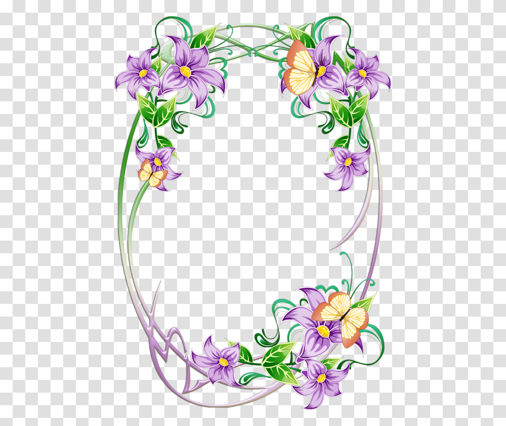 Purple Flowers With Vines, Floral Design, Pattern Transparent Png