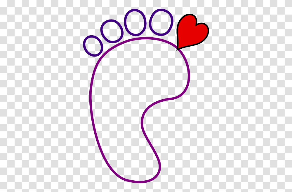 Purple Foot Heart Clip Art, Footprint Transparent Png