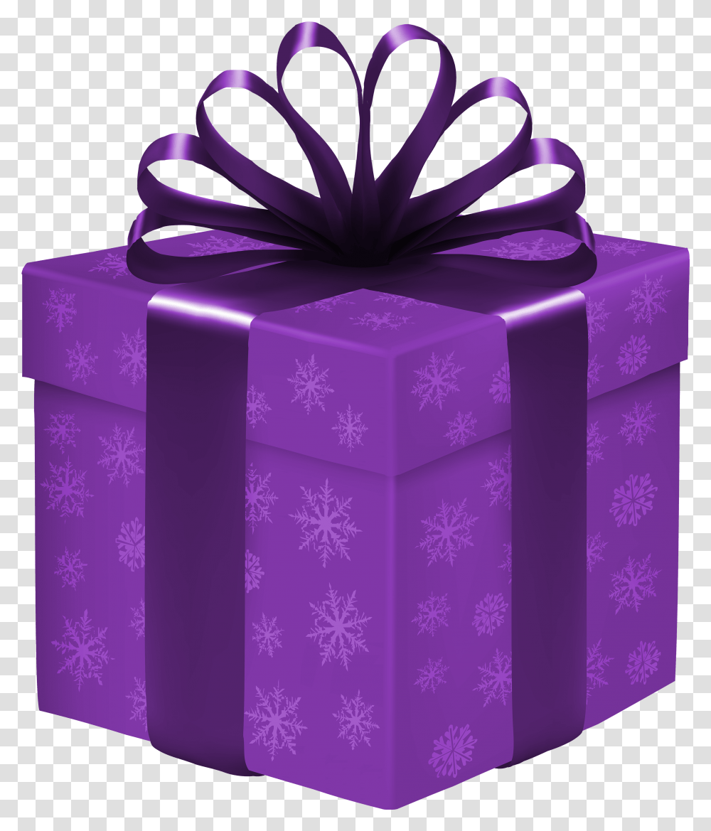 Purple Gift Box With Snowflakes Clipart Gift Box Transparent Png
