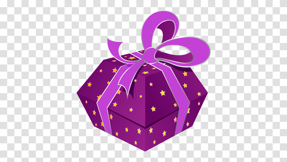 Purple Gift Box With Stars Transparent Png