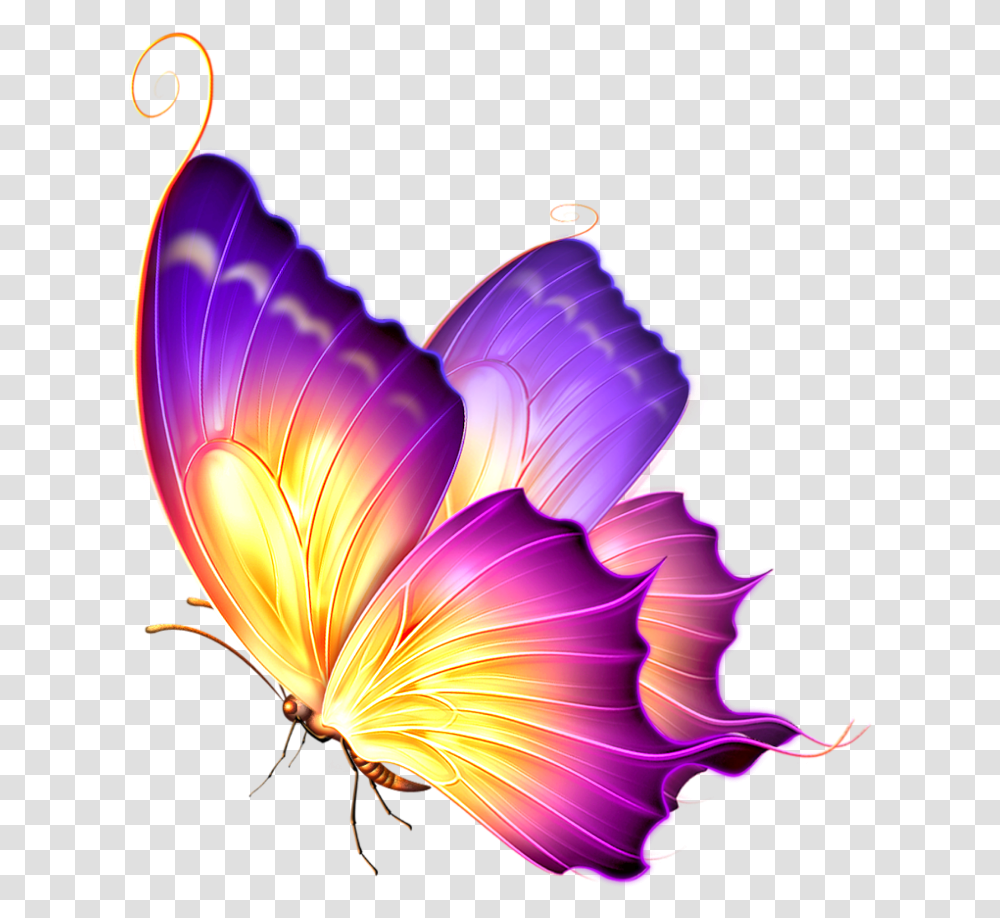 Purple Glow Glowing Butterfly For Picsart, Ornament, Pattern, Fractal Transparent Png