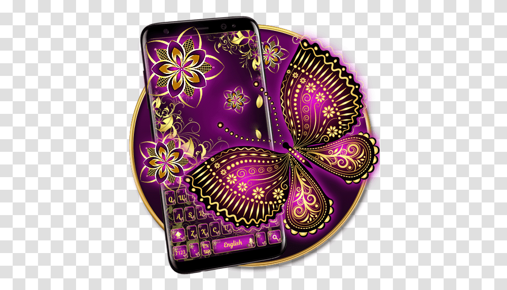 Purple Gold Butterfly Keyboard Apps On Google Play Purple Gold Butterfly Keyboard, Purse, Handbag, Accessories, Accessory Transparent Png
