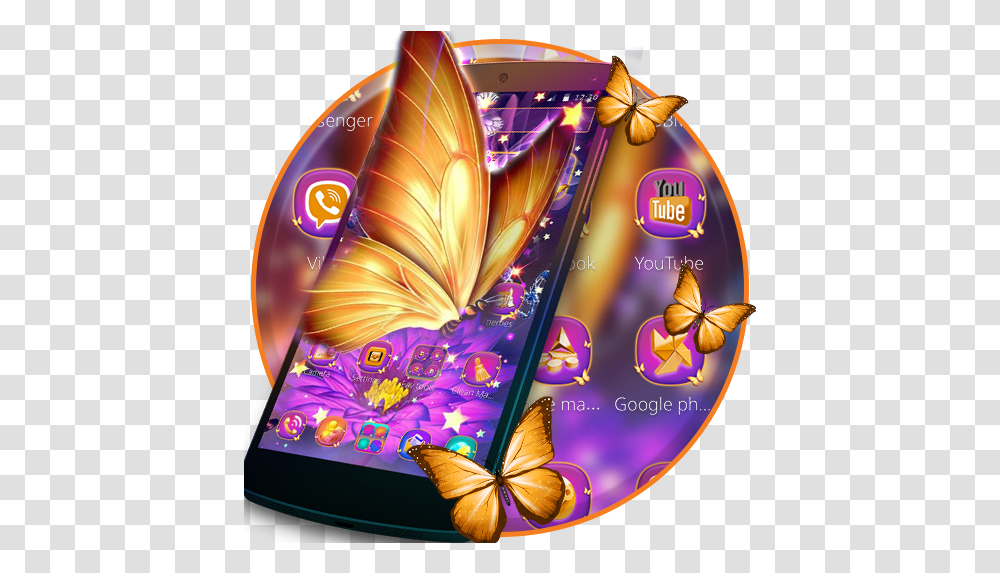 Purple Golden Star Butterfly Theme Girly, Disk, Dvd, Sphere, Graphics Transparent Png