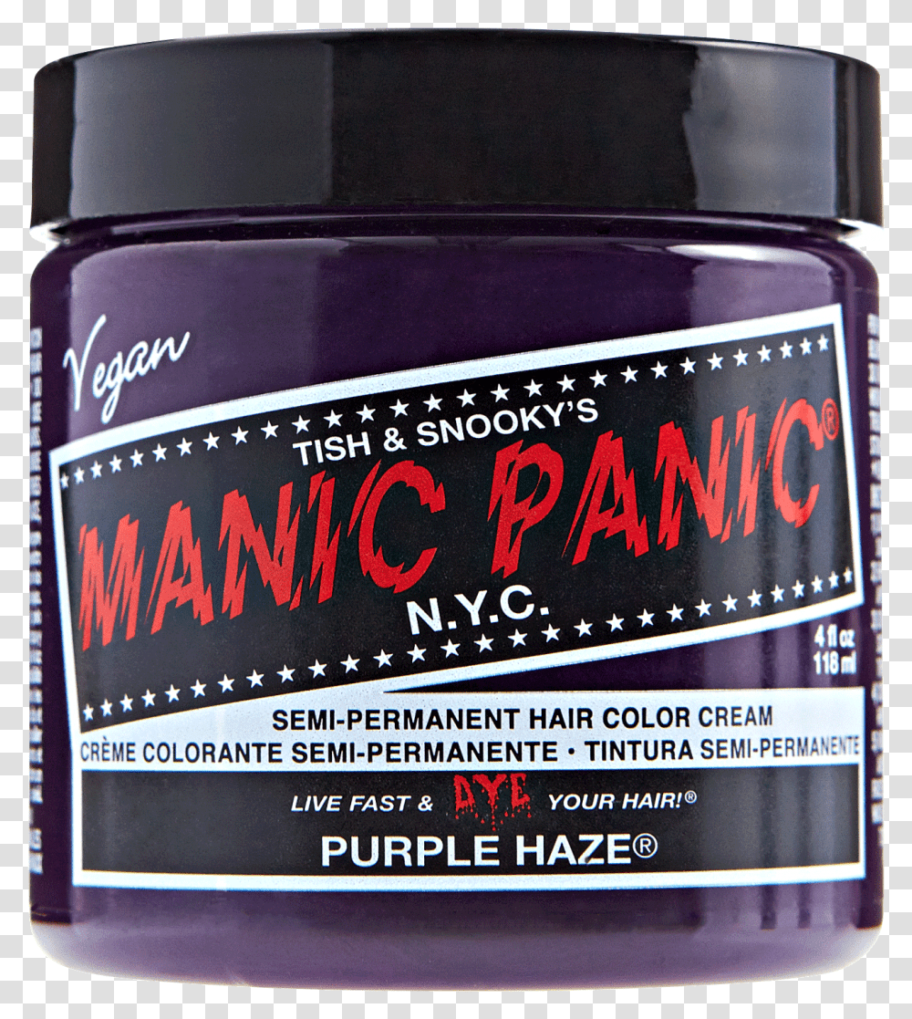 Purple Haze Semi Permanent Cream Hair Color Manic Panic Hair Dye, Bottle, Label, Cosmetics Transparent Png
