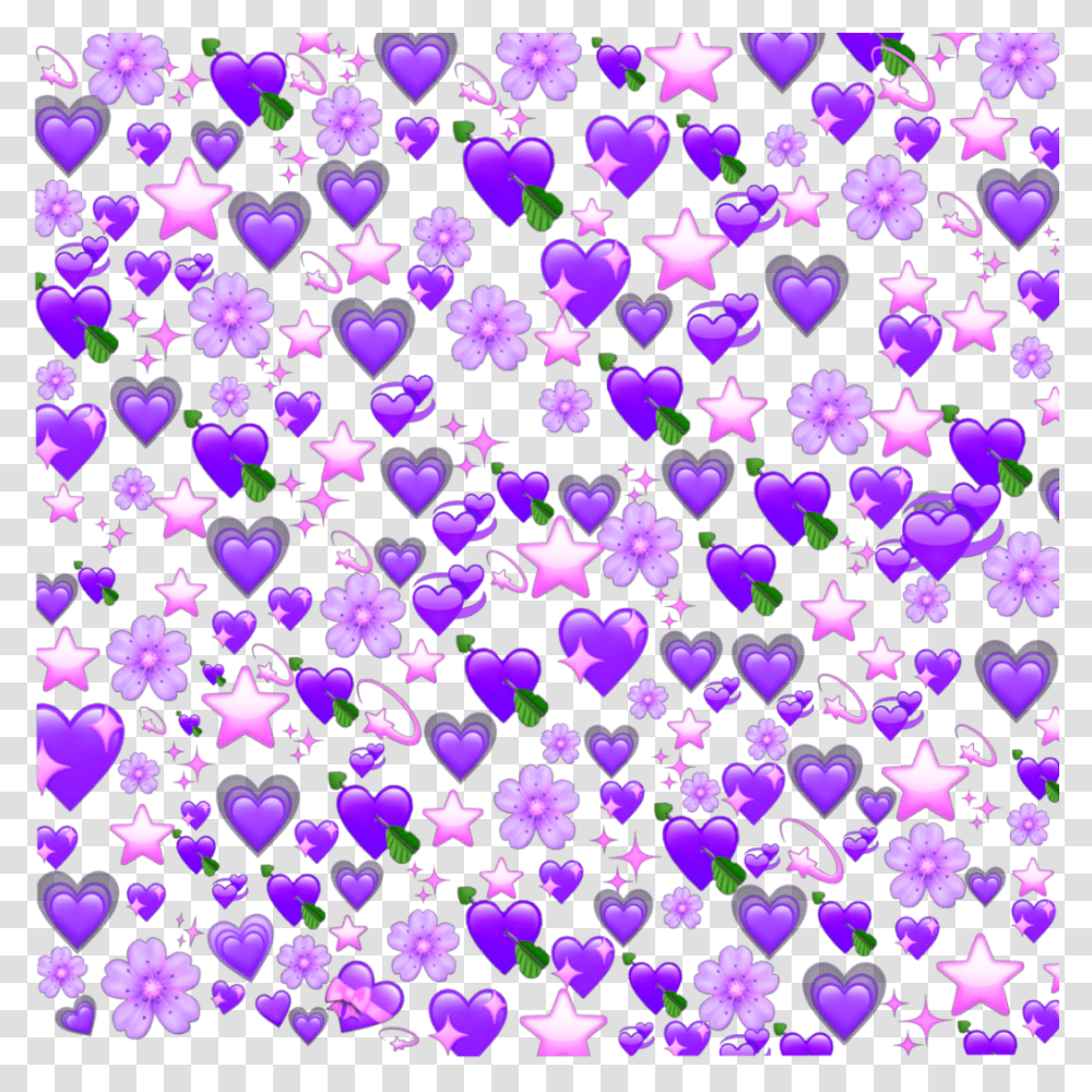 Purple Heart Stars Flower Heart Emoji Meme, Light, Glitter, Pattern, Paper Transparent Png