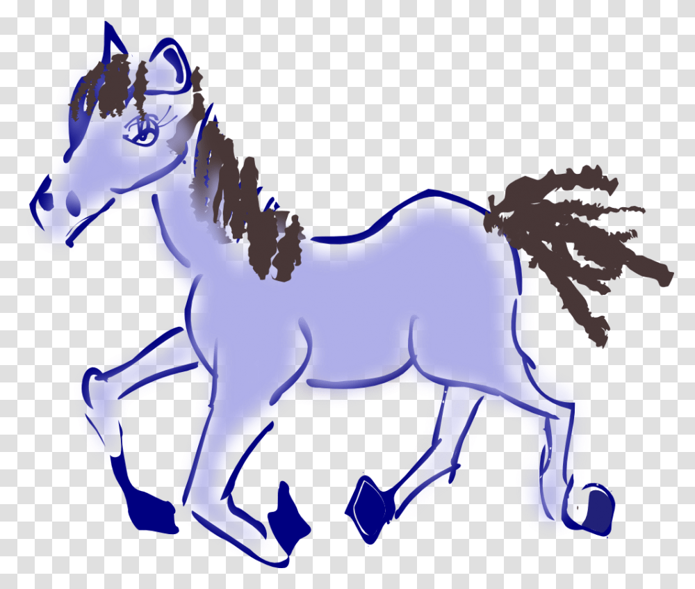 Purple Horse Cartoon, Mammal, Animal, Foal, Colt Horse Transparent Png