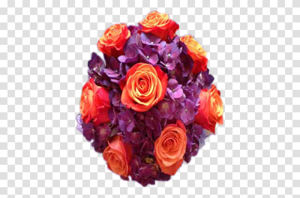 Purple Hydrangea Orange Roses, Plant, Flower, Blossom, Flower Bouquet Transparent Png