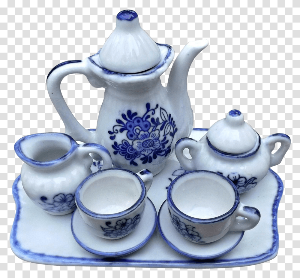 Purple Iris Miniature Porcelain Tea Set Small Tea Sets, Pottery, Teapot, Saucer Transparent Png