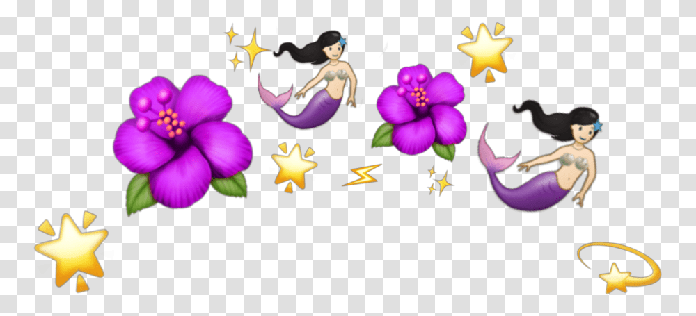 Purple Mermaid Clipart Emoji Flower Crown, Person, Star Symbol, Plant, Diwali Transparent Png