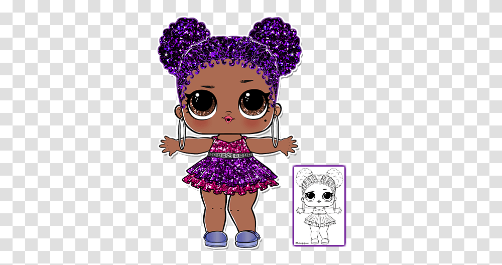 Purple Queen Lol Doll Coloring, Person, Human, Toy, Graphics Transparent Png