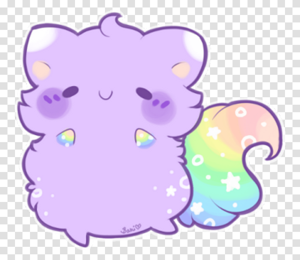 Purple Rainbow Blush Cat Kitty Kawaii Cute Kawaiicute Cute Chibi Animals, Birthday Cake, Dessert, Food Transparent Png