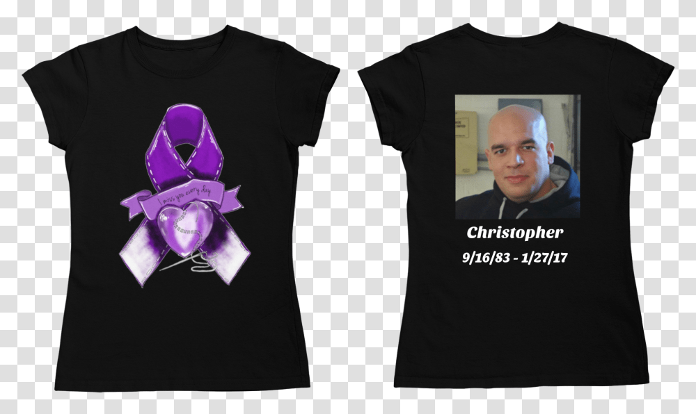 Purple Ribbon I Miss You Every Day Personalized T Shirt Active Shirt, Clothing, Apparel, Human, T-Shirt Transparent Png