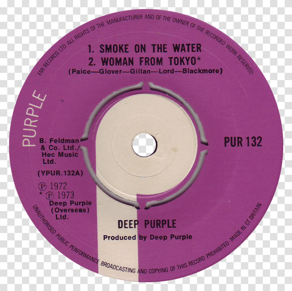 Purple Smoke Pur132 Deep Purple Label Deep Purple Deep Purple Smoke On The Water Record, Disk, Dvd Transparent Png
