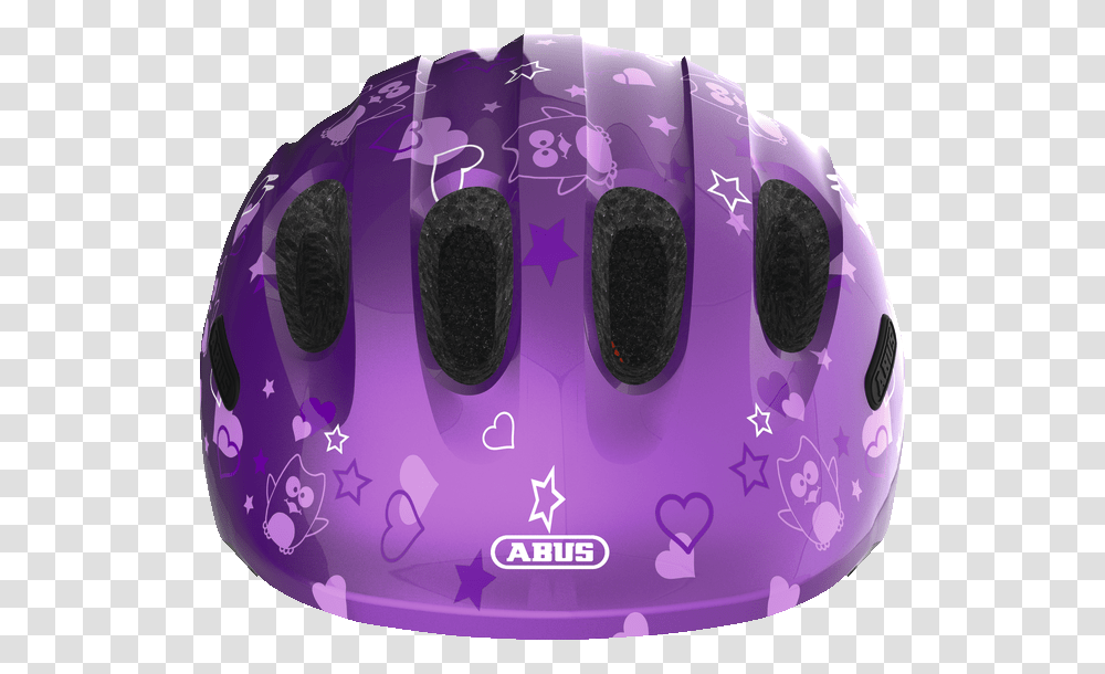 Purple Star Front View Cykelhjelm Pige Abus, Apparel, Plant, Mouse Transparent Png