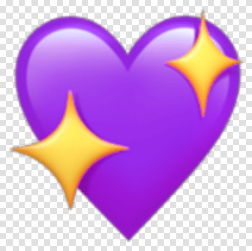 Purple Star Purple Heart Star Emoji Kawaii Heart Emoji, Balloon, Light Transparent Png