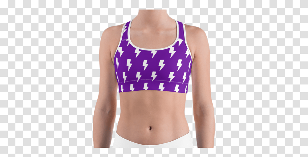 Purple & White Lightning Bolts Sports Bra Rainbow Sport Bra, Clothing, Apparel, Person, Human Transparent Png