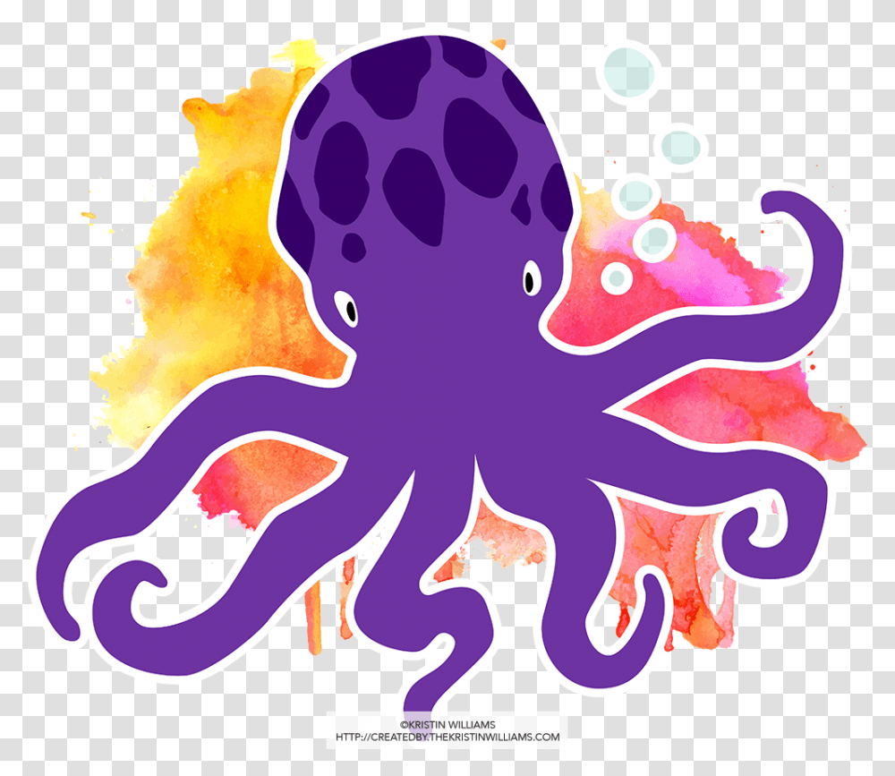 Purple Watercolor Octopus Graphic Design, Cupid Transparent Png
