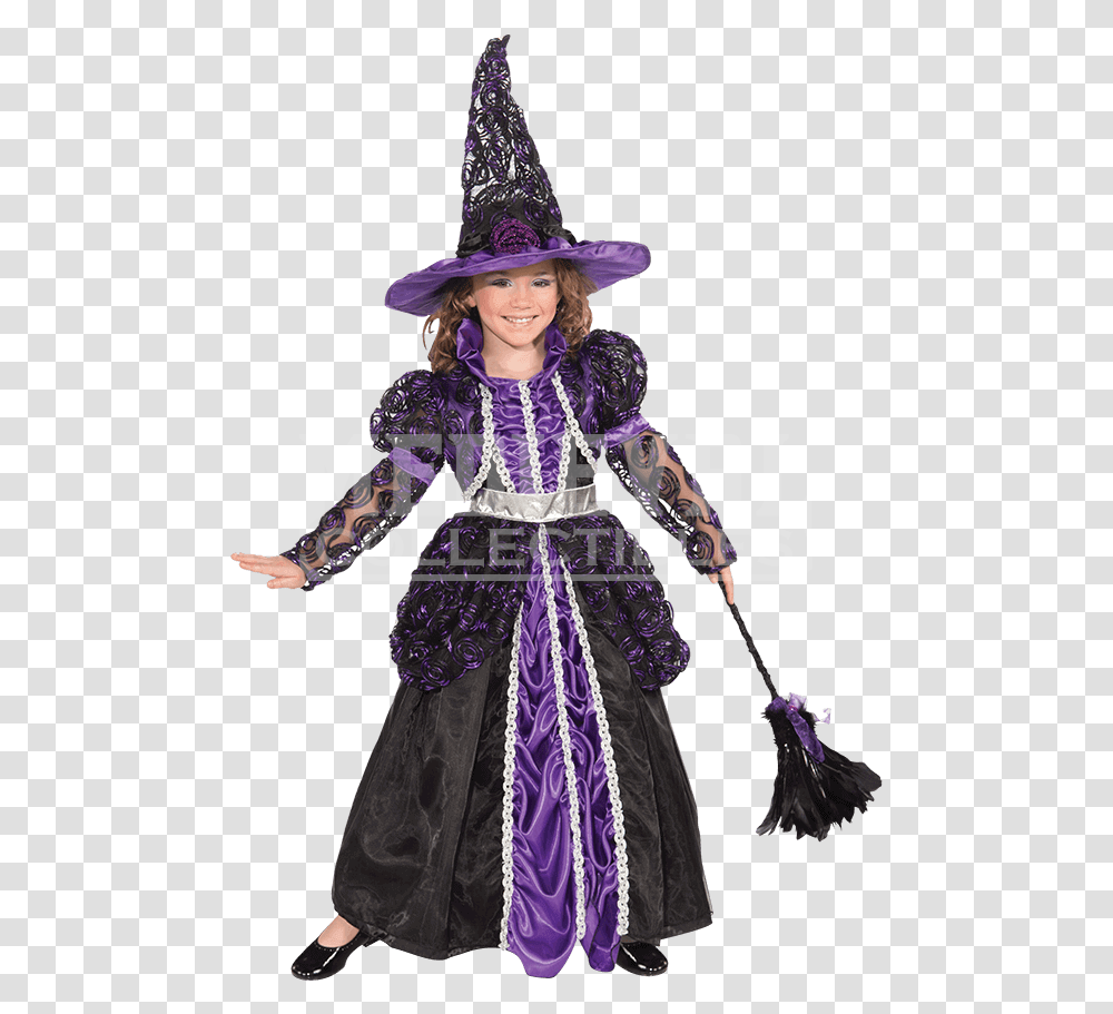 Purple Witch Costume Girls, Person, Human, Hat Transparent Png