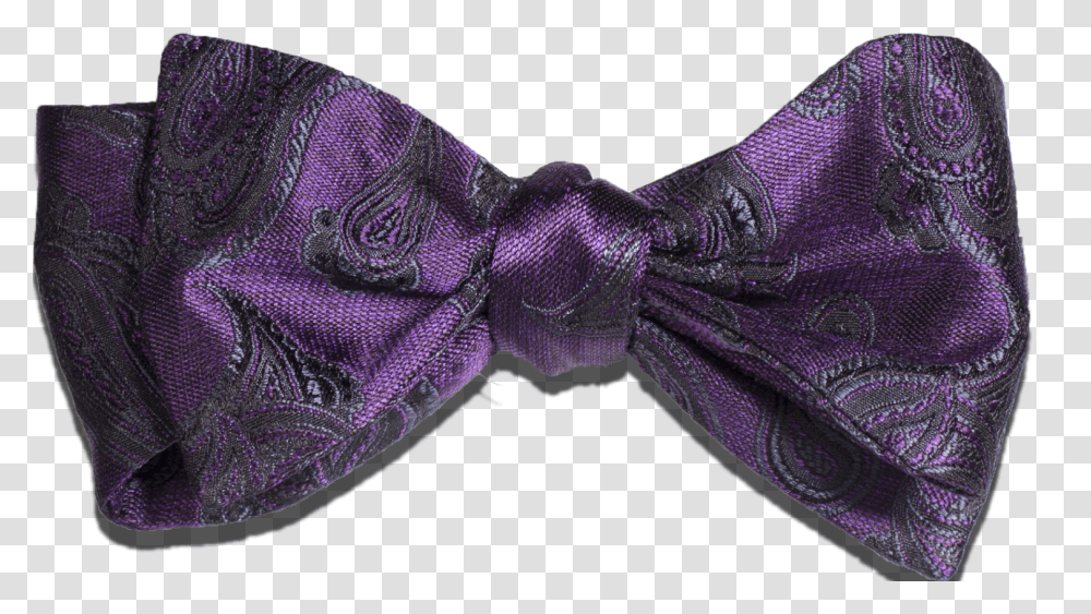 Purple With Gray And Black Woven Paisley Silk Bow Tie, Accessories, Accessory, Necktie, Person Transparent Png